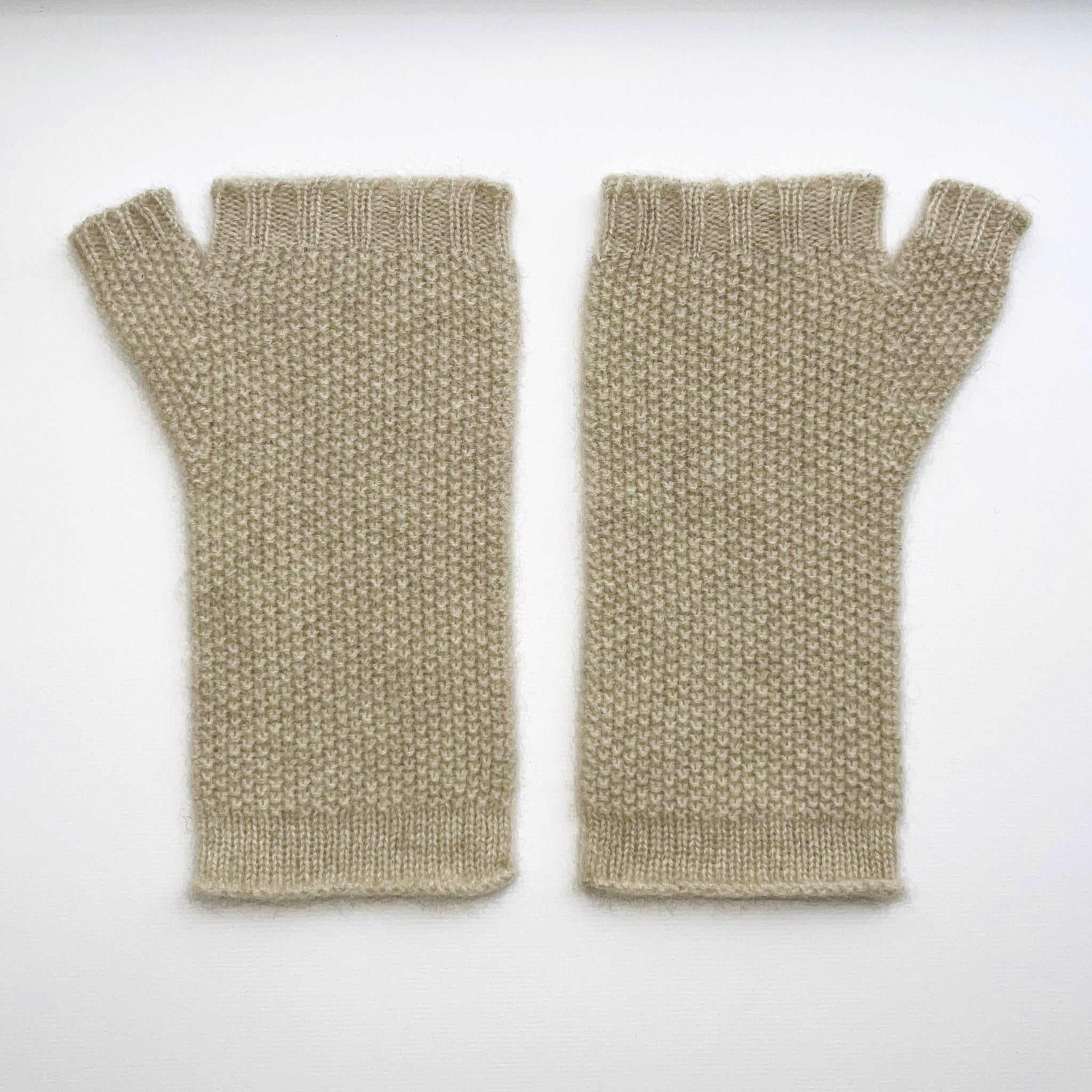 'BRB' yak wool fingerless mittens