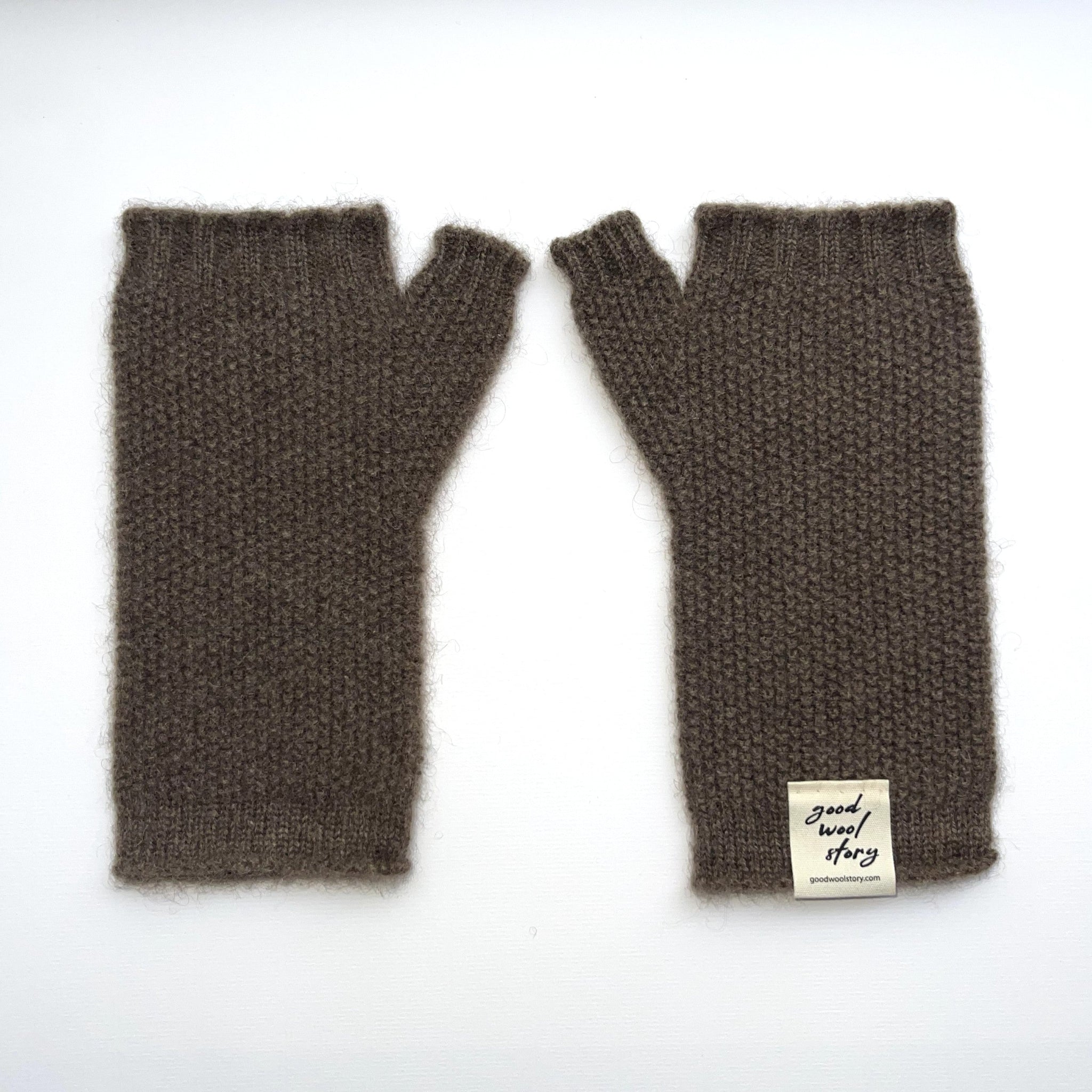 'BRB' yak wool fingerless mittens
